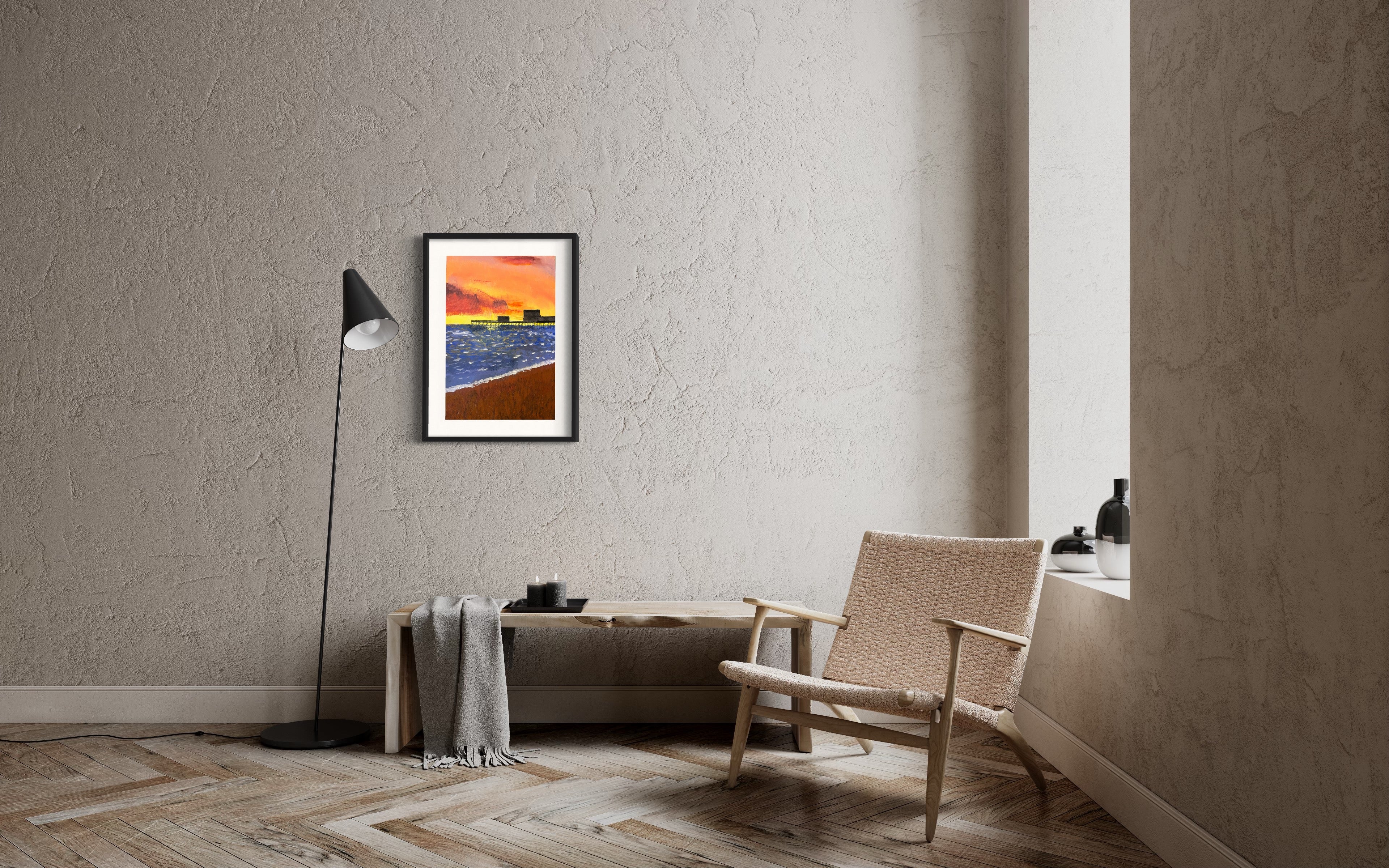 FREE PRINT   The Pier  and  Waves on the Sunset  beach   from the seascape collection (Copy)