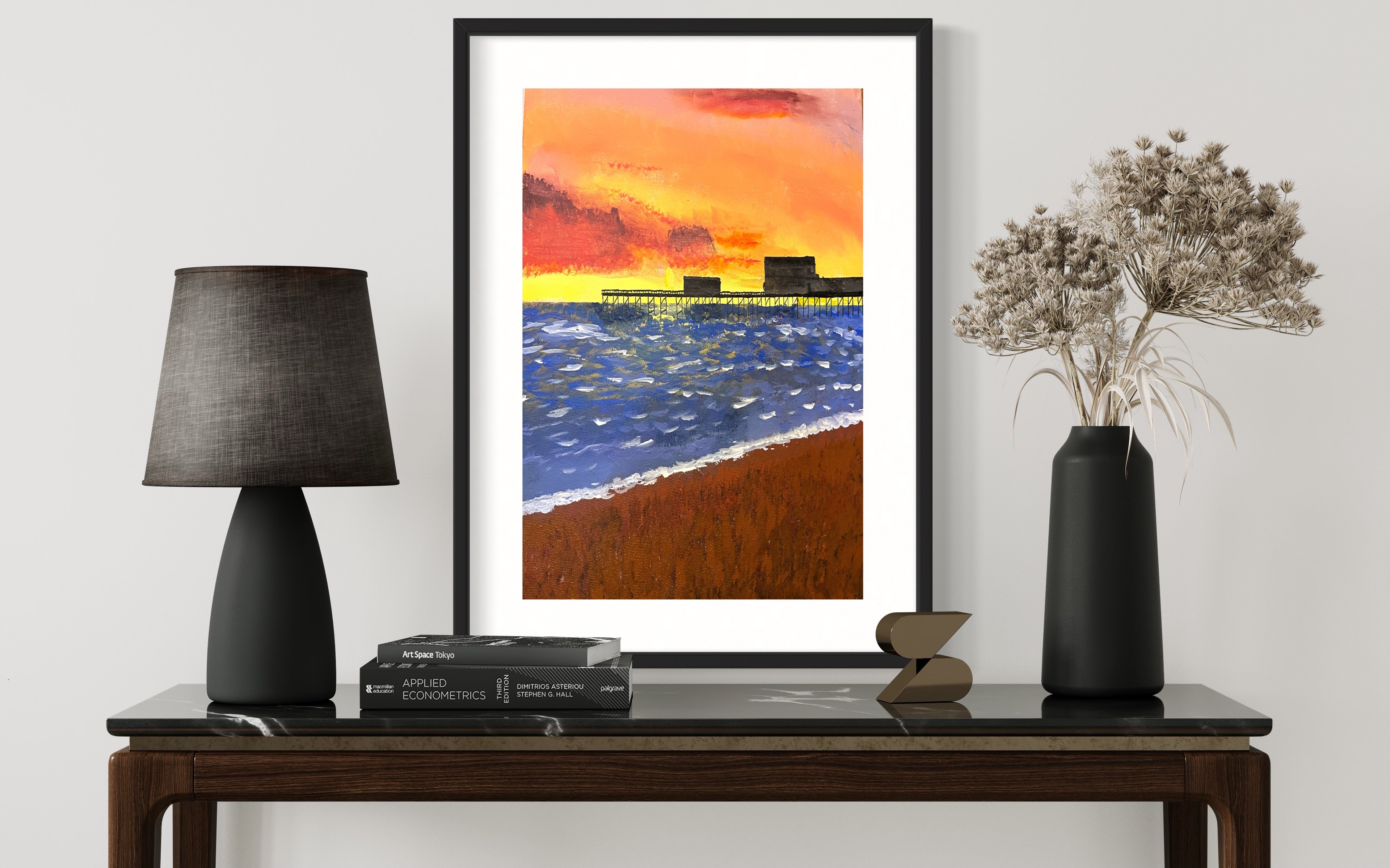 FREE PRINT   The Pier  and  Waves on the Sunset  beach   from the seascape collection (Copy)