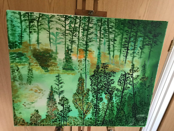 Foggy forest scene