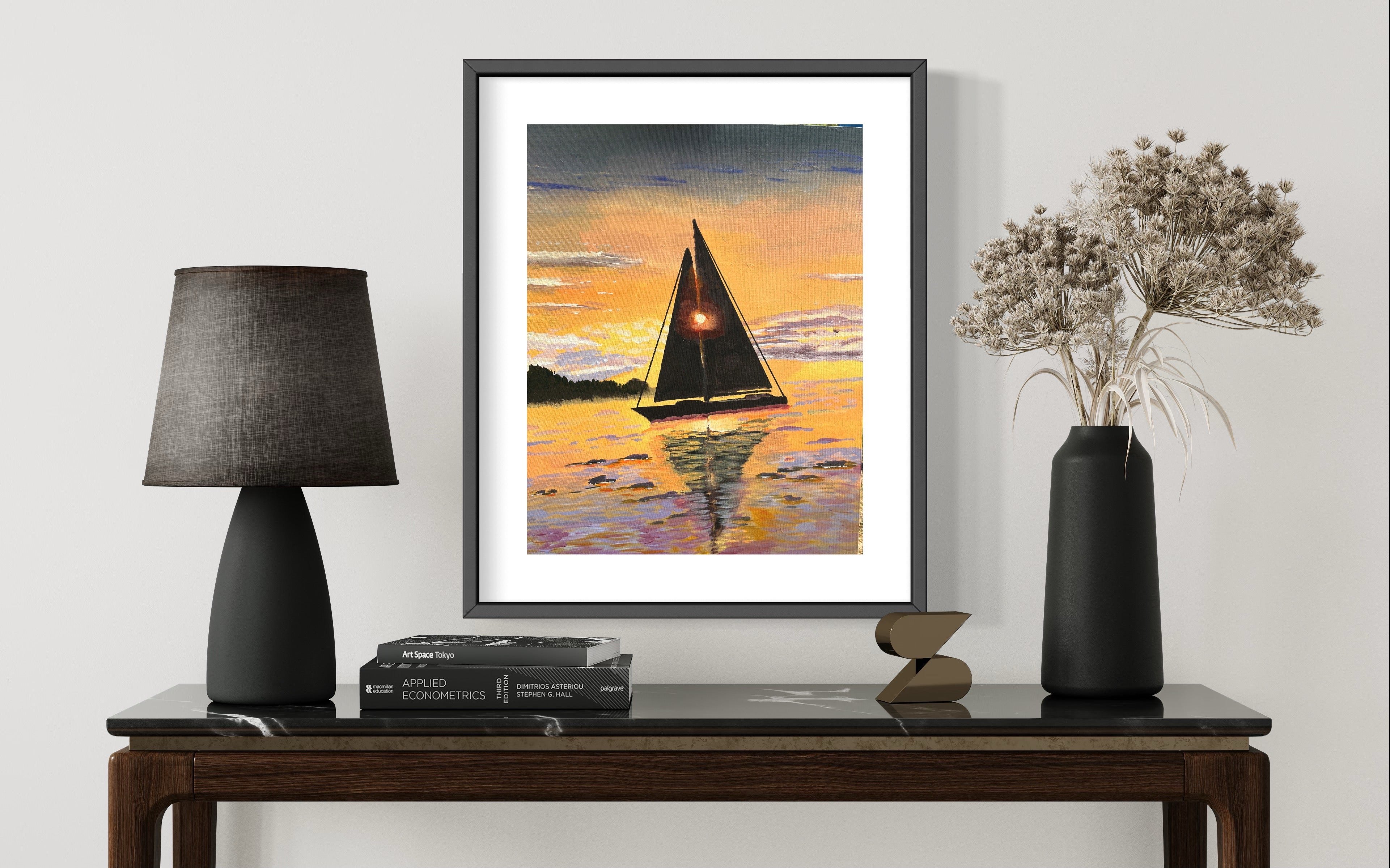Sailing Into The Sunset: Harbour Seascape 16 by 20 canvas