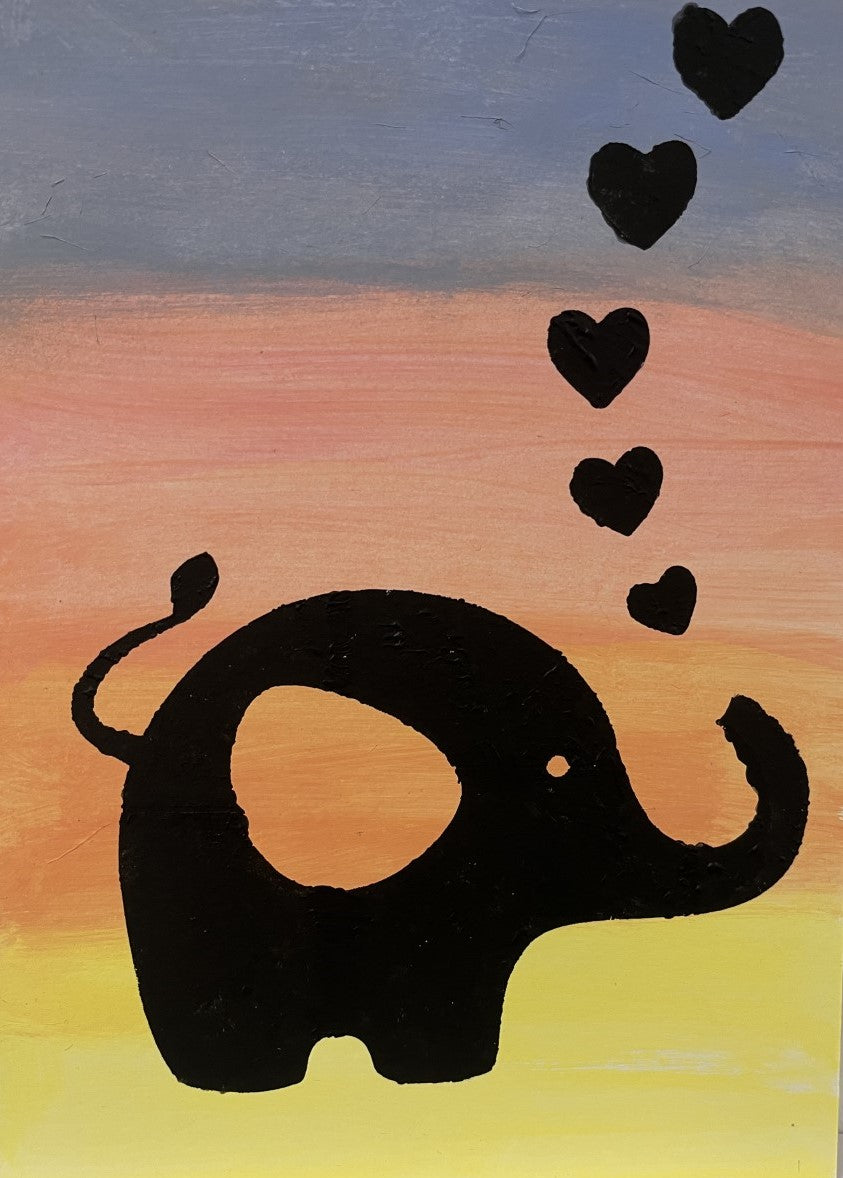 A4 Upgrade Romantic Elephant  ART PRINT FROM DAVID